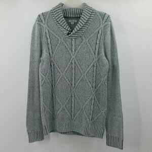 Method Shawl Collar Sweater Men's M Gray Cable & Diamond Knit Toggle Button
